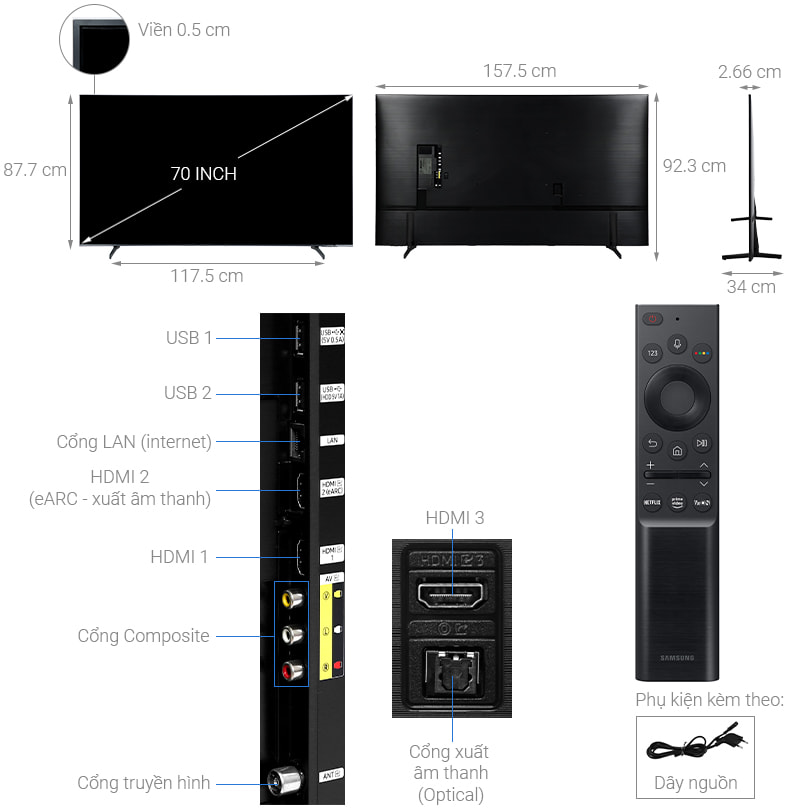 Smart Tivi Samsung 4K 70 inch UA70AU8100