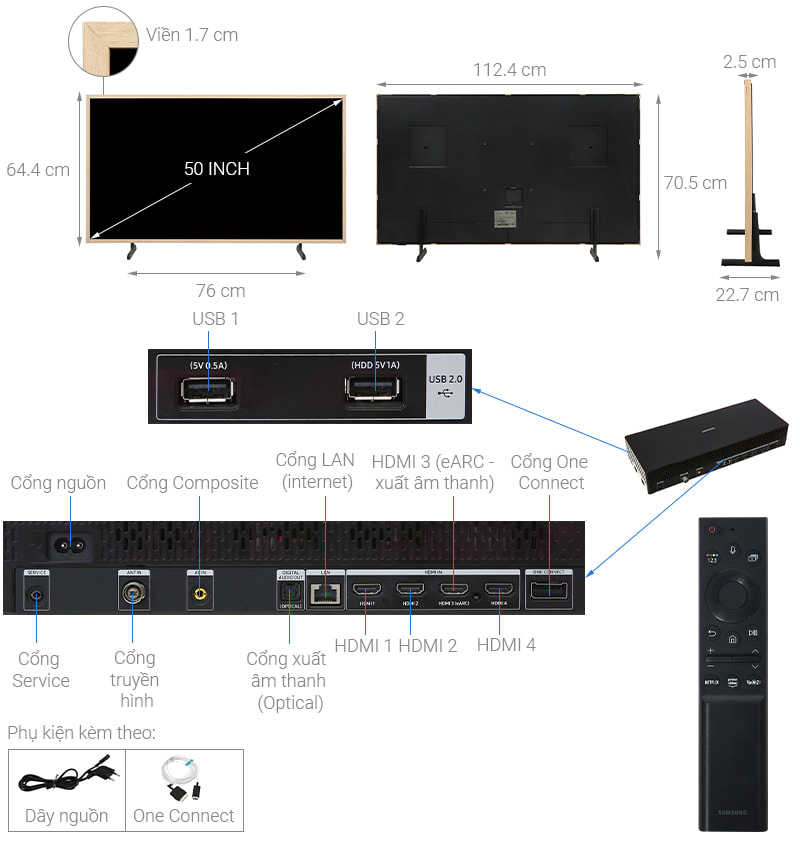 Smart Tivi Khung Tranh The Frame QLED Samsung 4K 50 inch 50LS03A