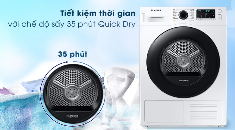 Máy sấy bơm nhiệt Samsung 9 kg DV90TA240AE/SV